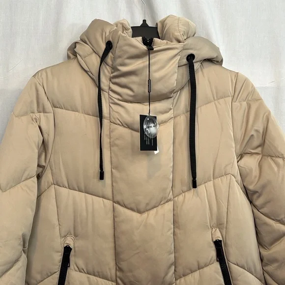 NWT L Nine West Duvet Puffer Coat Tan - Picture 6 of 16